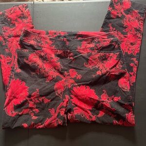 Chico's Red and Black Floral Pants
